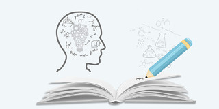 灰白底色现代创意大脑思考学习公式素材读书展板背景